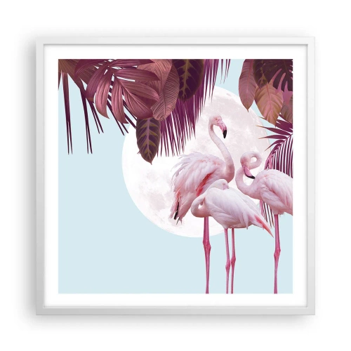Plakát v bílém rámu - Tři ptačí grácie - 60x60 cm