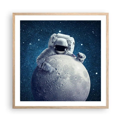 Plakát v rámu světlý dub - Vesmírný vtipálek - 60x60 cm