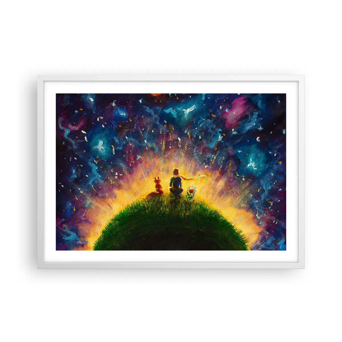 Plakát v bílém rámu - Láska a přátelství - celý svět - 70x50 cm