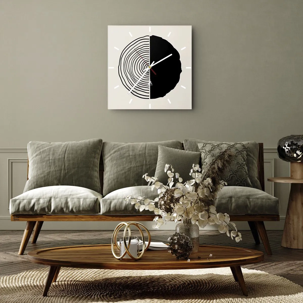 Nástěnné hodiny - Půl na půl - 40x40 cm