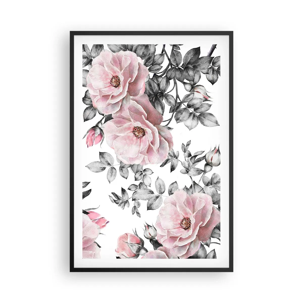 Plakát v černém rámu - Ztratit se v květinách růží - 61x91 cm