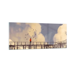 Obraz na skle - Modrý stesk - 100x40 cm