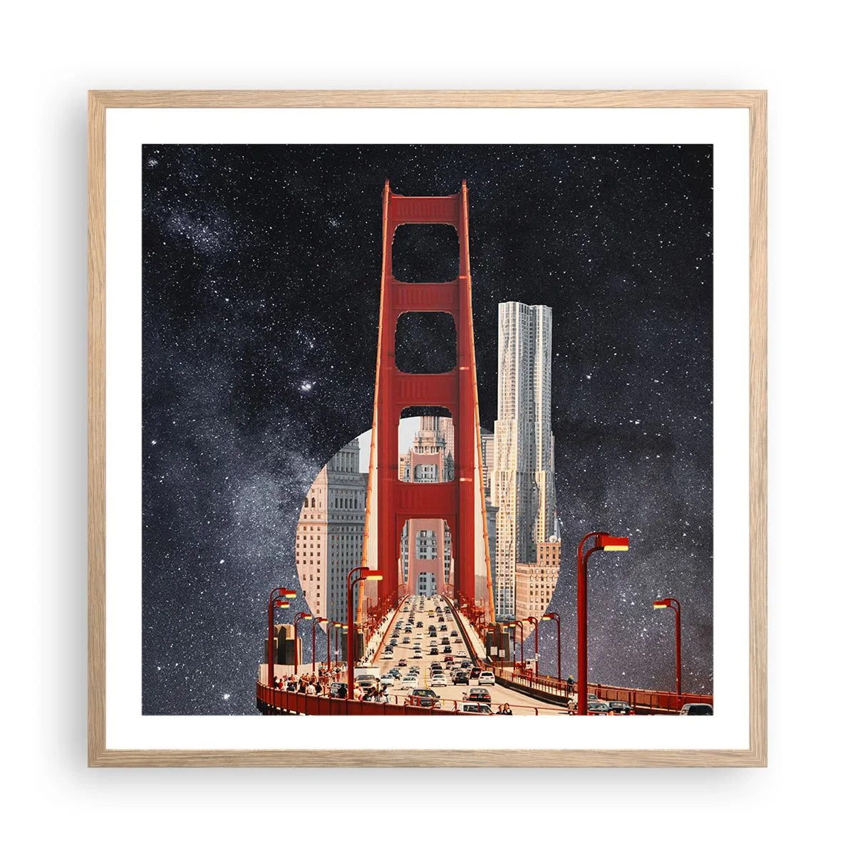 Plakát v rámu světlý dub - Vždy uprostřed - 60x60 cm