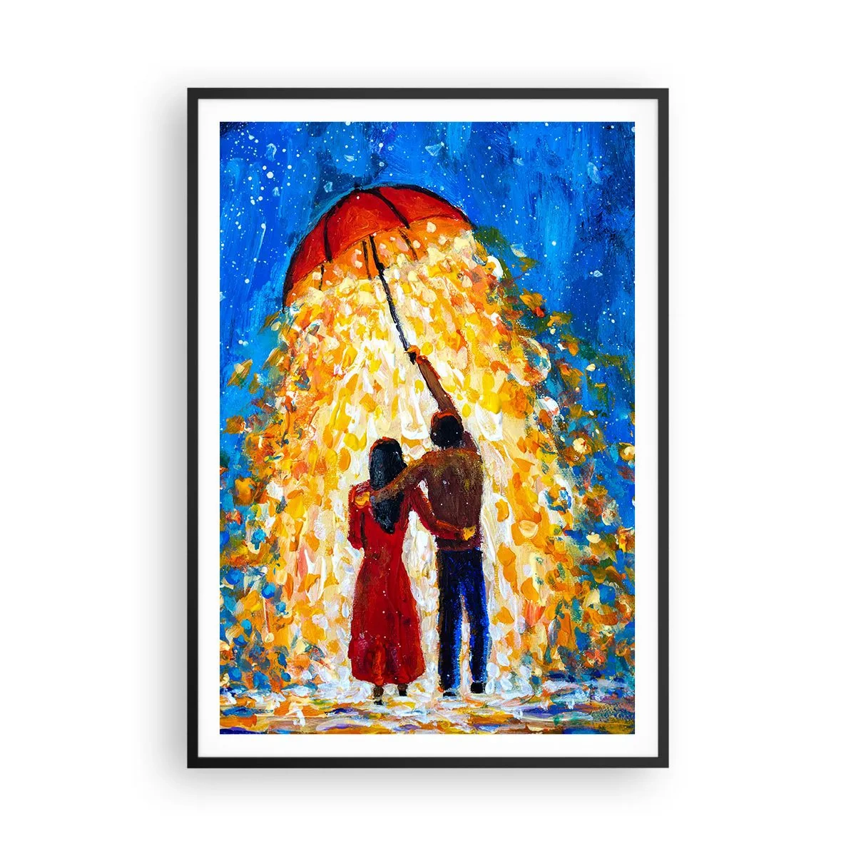 Plakát v černém rámu - Magie deštivého večera? - 70x100 cm