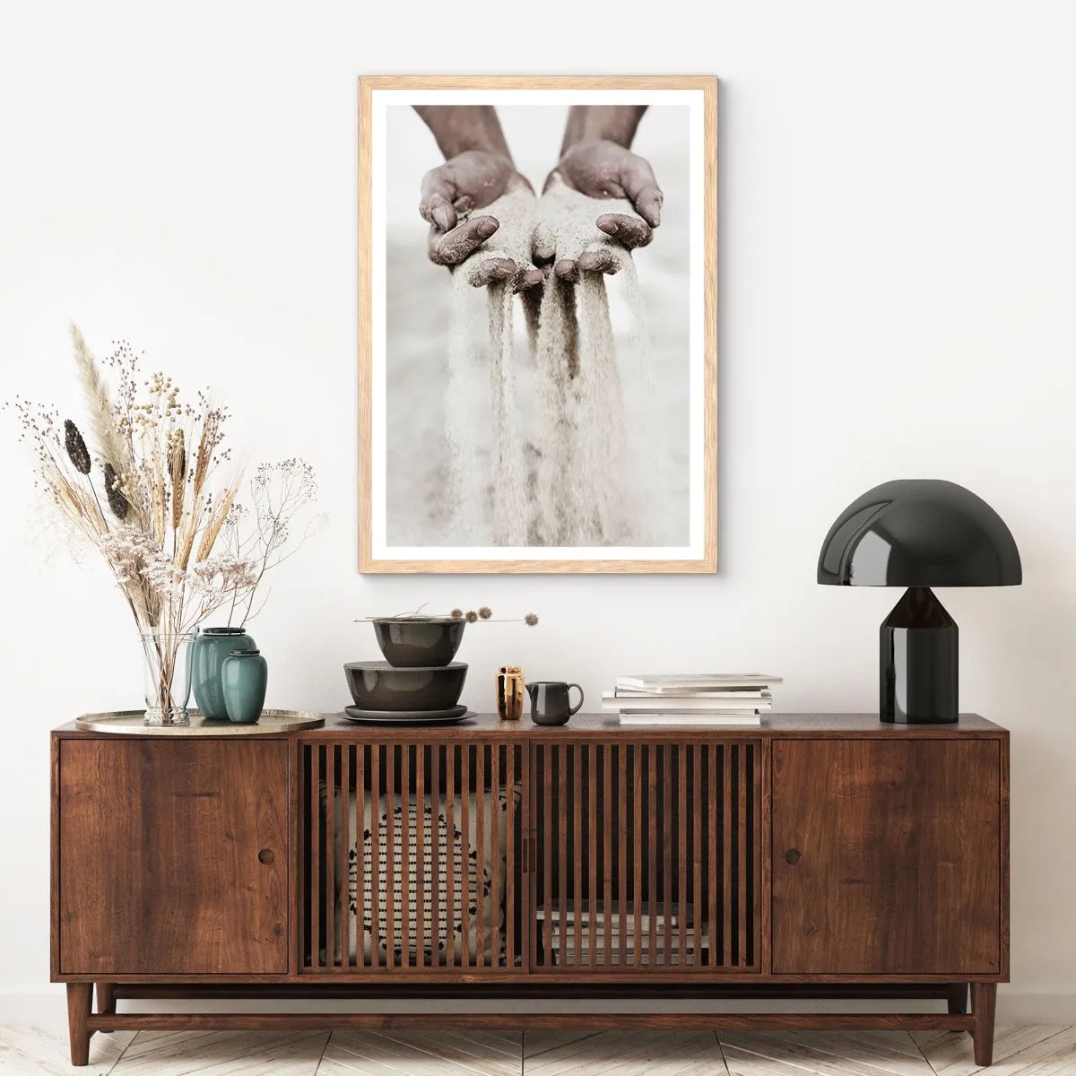 Plakát v rámu světlý dub - Těmahle rukama… - 70x100 cm