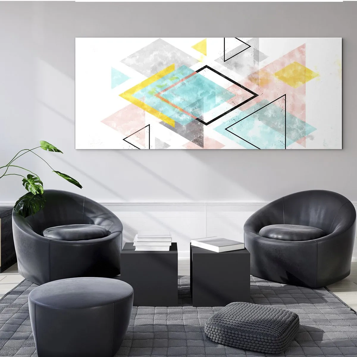 Obraz na skle - Geometrická zábava - 160x50 cm