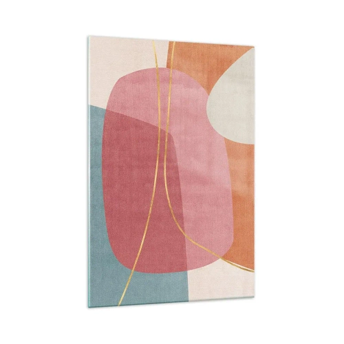 Obraz na skle - Pastelová kompozice se zlatou nití - 70x100 cm