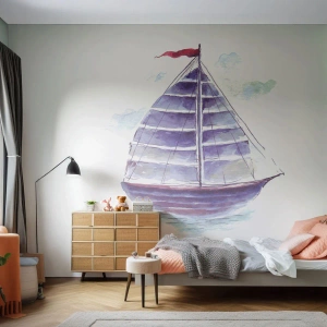 Fototapeta Premium Canvas - Napnuté plachty a klidná voda - Plachetnice, Pobřeží, Moře - 100x70 cm