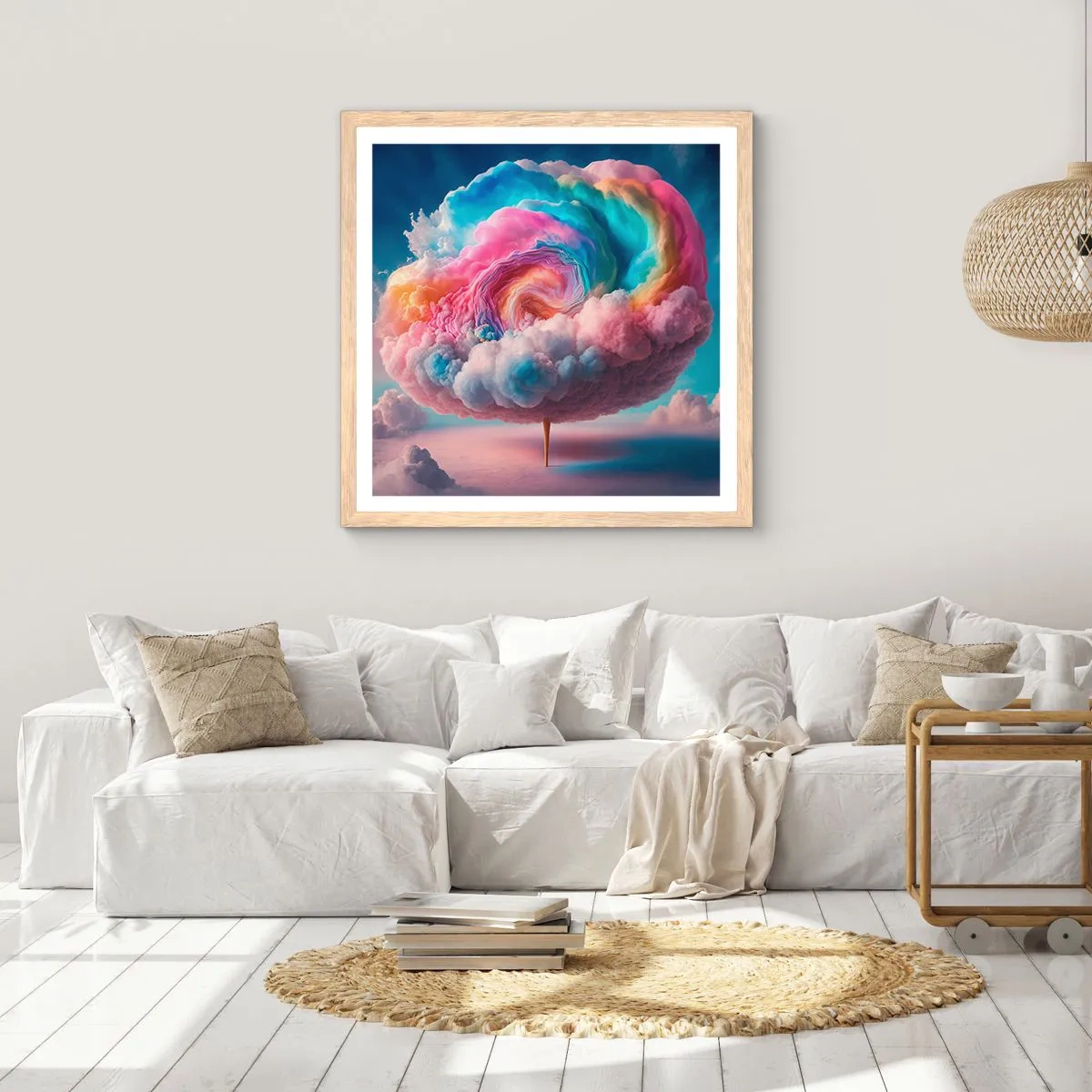 Plakát v rámu světlý dub - Sen o zábavním parku - 50x50 cm
