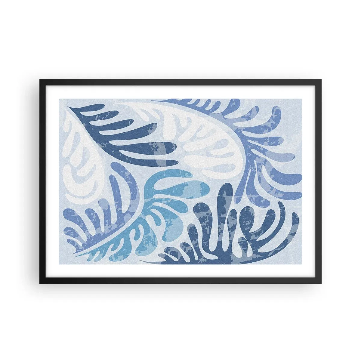 Plakát v černém rámu - Modré kapradí - 70x50 cm