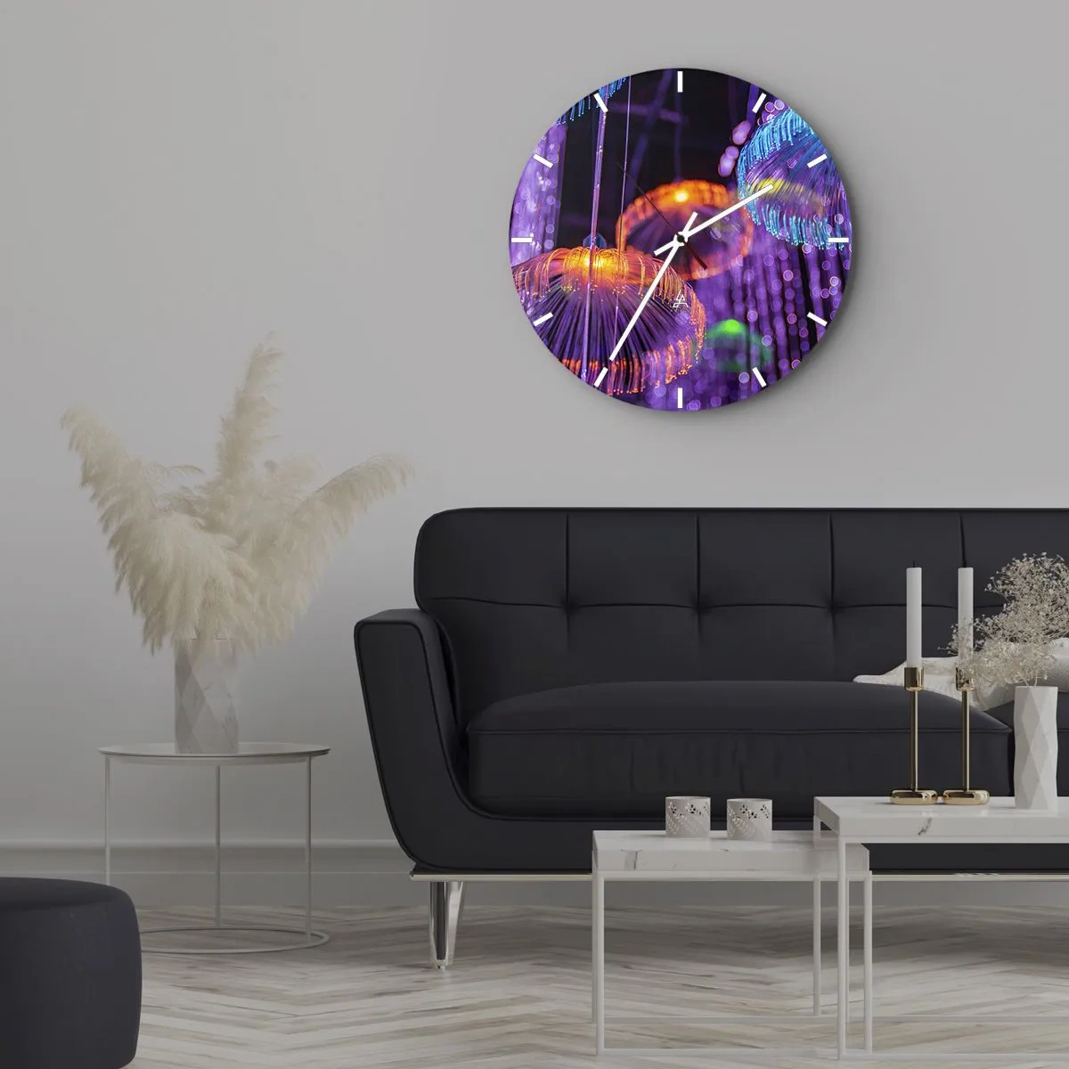 Nástěnné hodiny - Světelná fontána - 30x30 cm