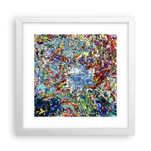 Plakát v bílém rámu - Vitráž s kapkami - 30x30 cm