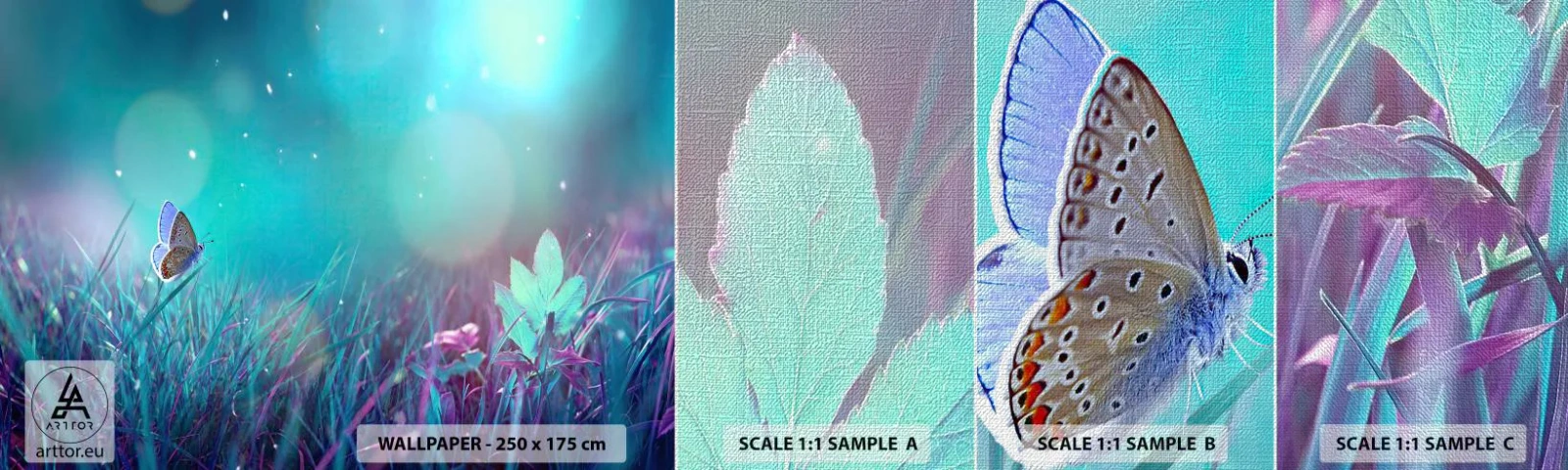 Vzor Fototapety Premium Canvas - Tajemný život louky - Motýl, Louka, Kus - 100x30 cm