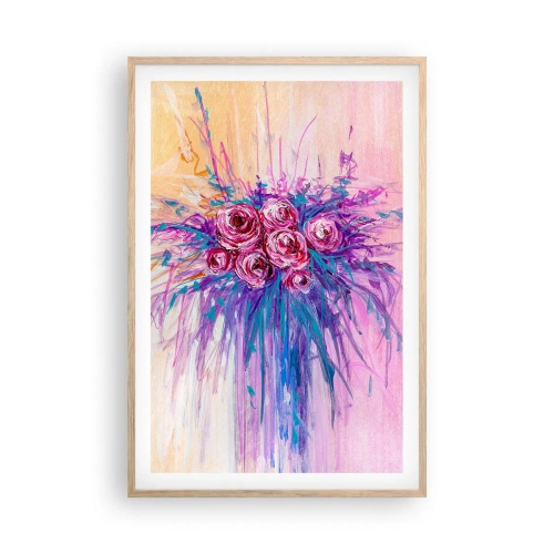 Plakát v rámu světlý dub - Růžová fontána - 61x91 cm