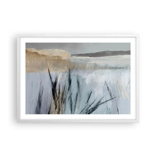 Plakát v bílém rámu - Zimní pole - 70x50 cm