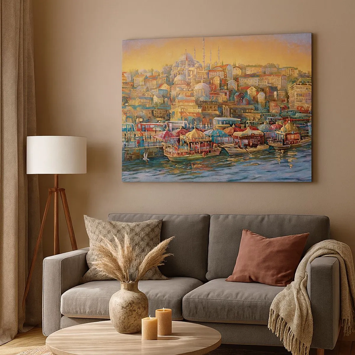 Obraz na plátně - Malebné panorama Istanbulu s výhledem na záliv a město - 70x50cm - Istanbulský příběh - Moderní nástěnná dekorace do obývacího pokoje a ložnice ARTTOR