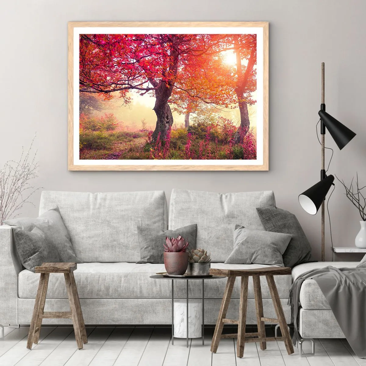 Plakát v rámu světlý dub - Šílenství rozkvětu - 91x61 cm