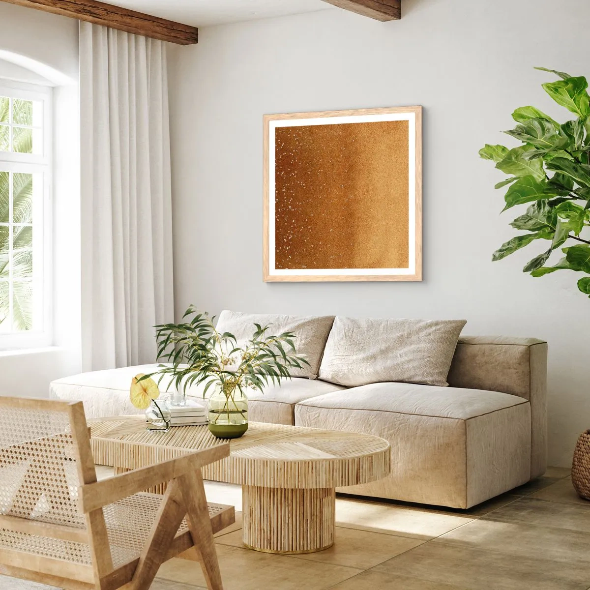 Plakát v rámu světlý dub - Zrození světla - 40x40 cm