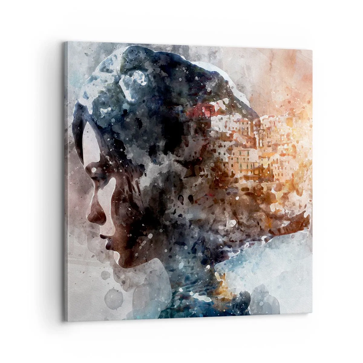 Obraz na plátně - Příběh o dívce s městem v pozadí - 60x60 cm