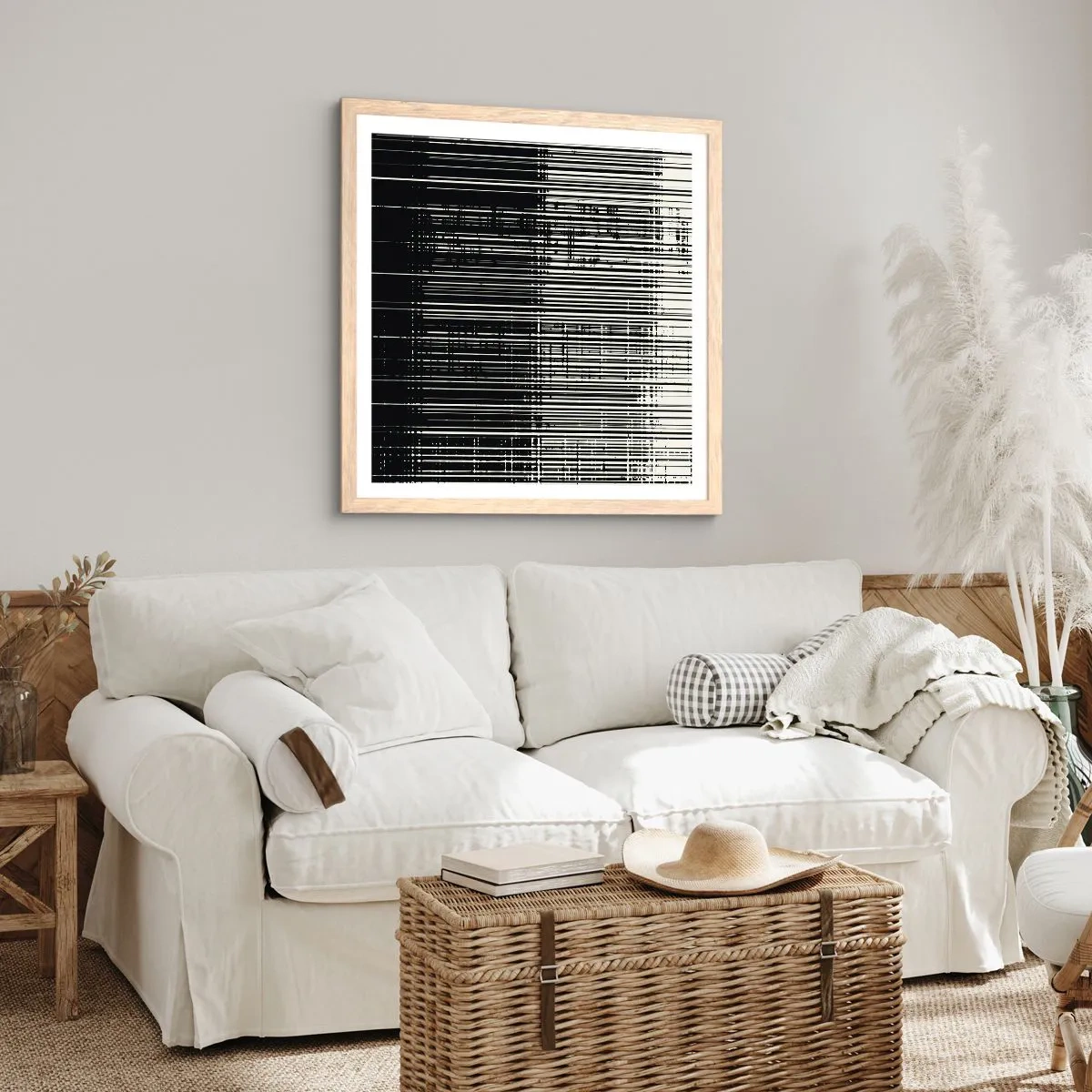 Plakát v rámu světlý dub - Vlny a vibrace - 60x60 cm