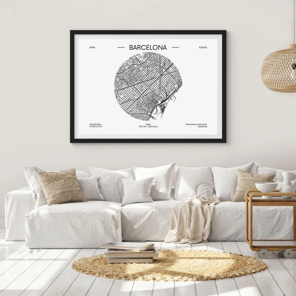 Plakát v černém rámu - Anatomie Barcelony - 70x50 cm