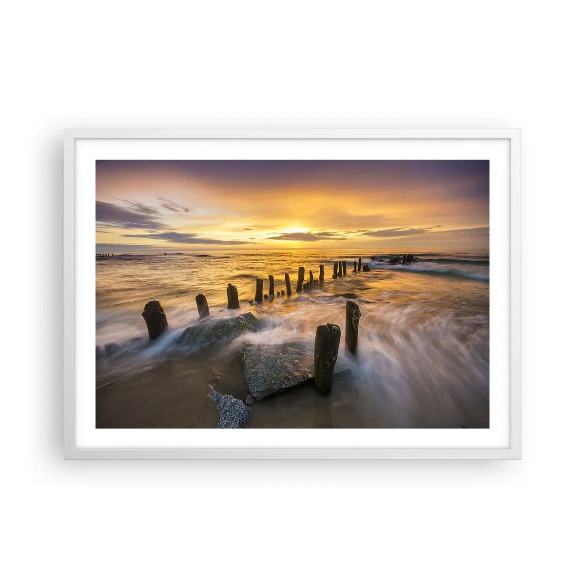 Plakát v bílém rámu - Drsná krása Baltského moře - 70x50 cm