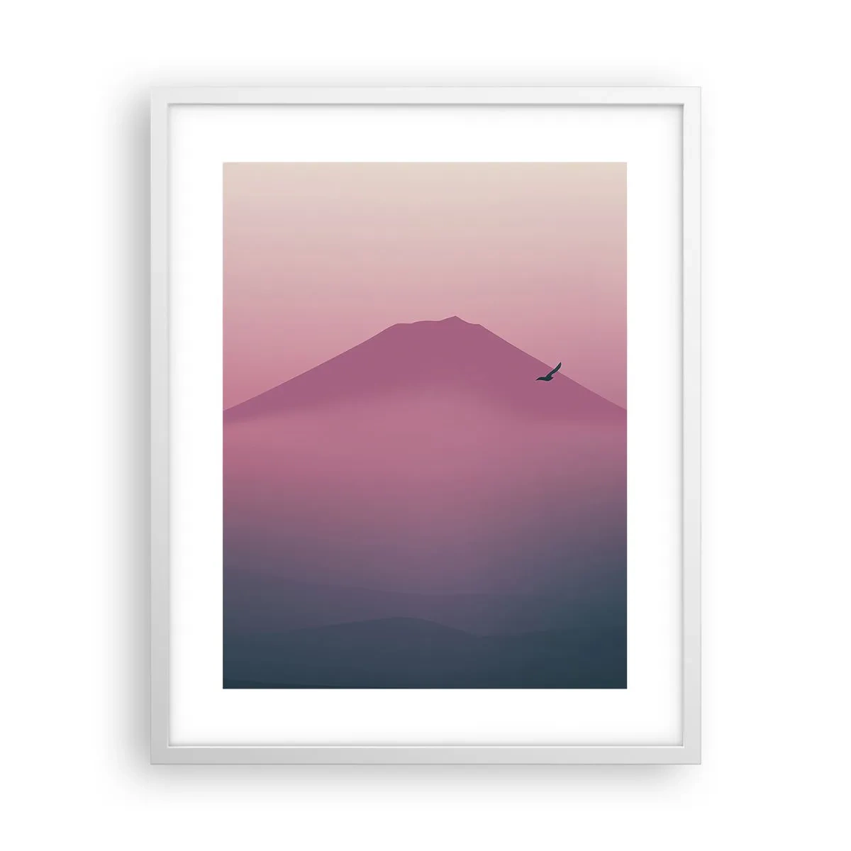 Plakát v bílém rámu - Poutníci nad oblaky - 40x50 cm