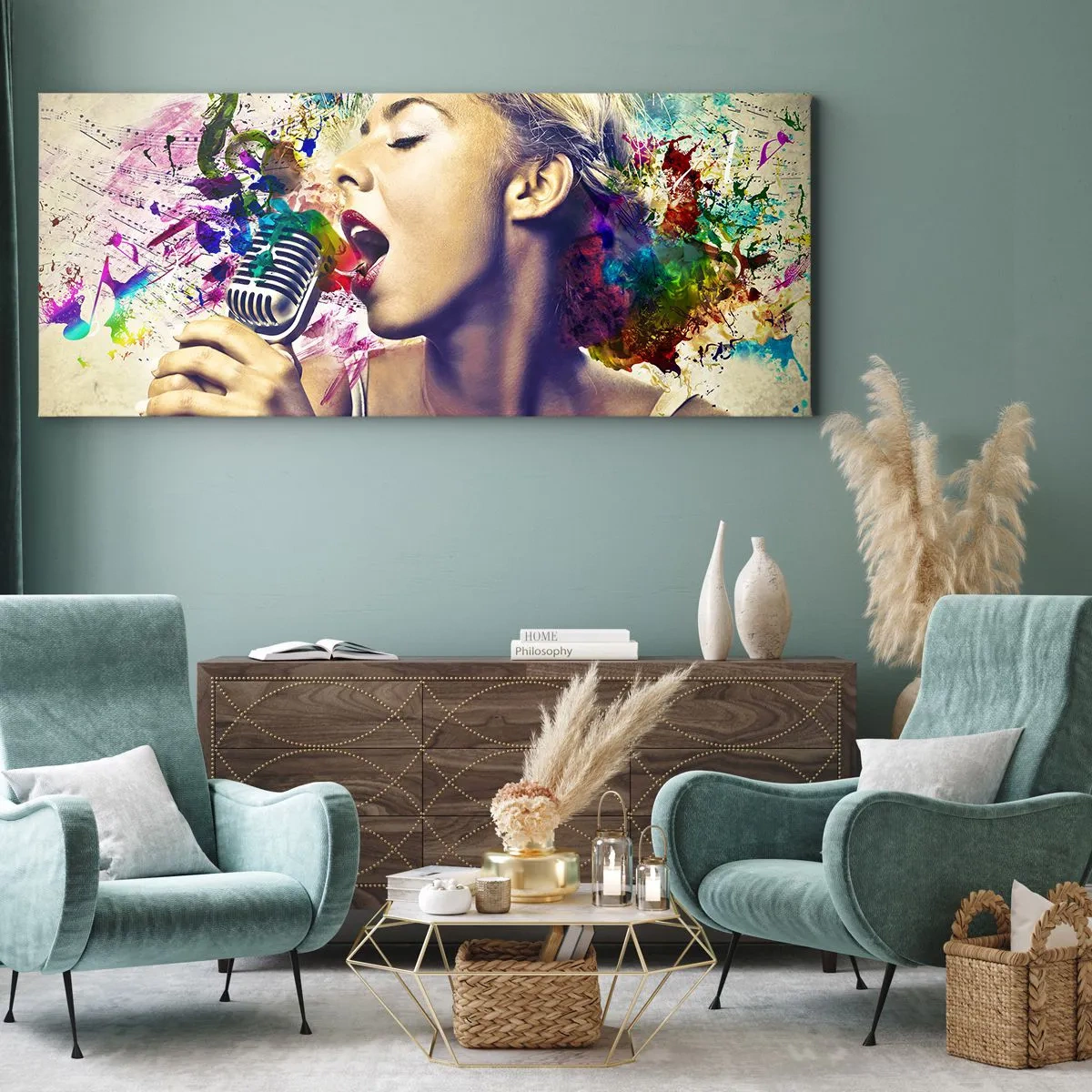 Obraz na plátně - Pomalovat hlasem svět - 160x50 cm