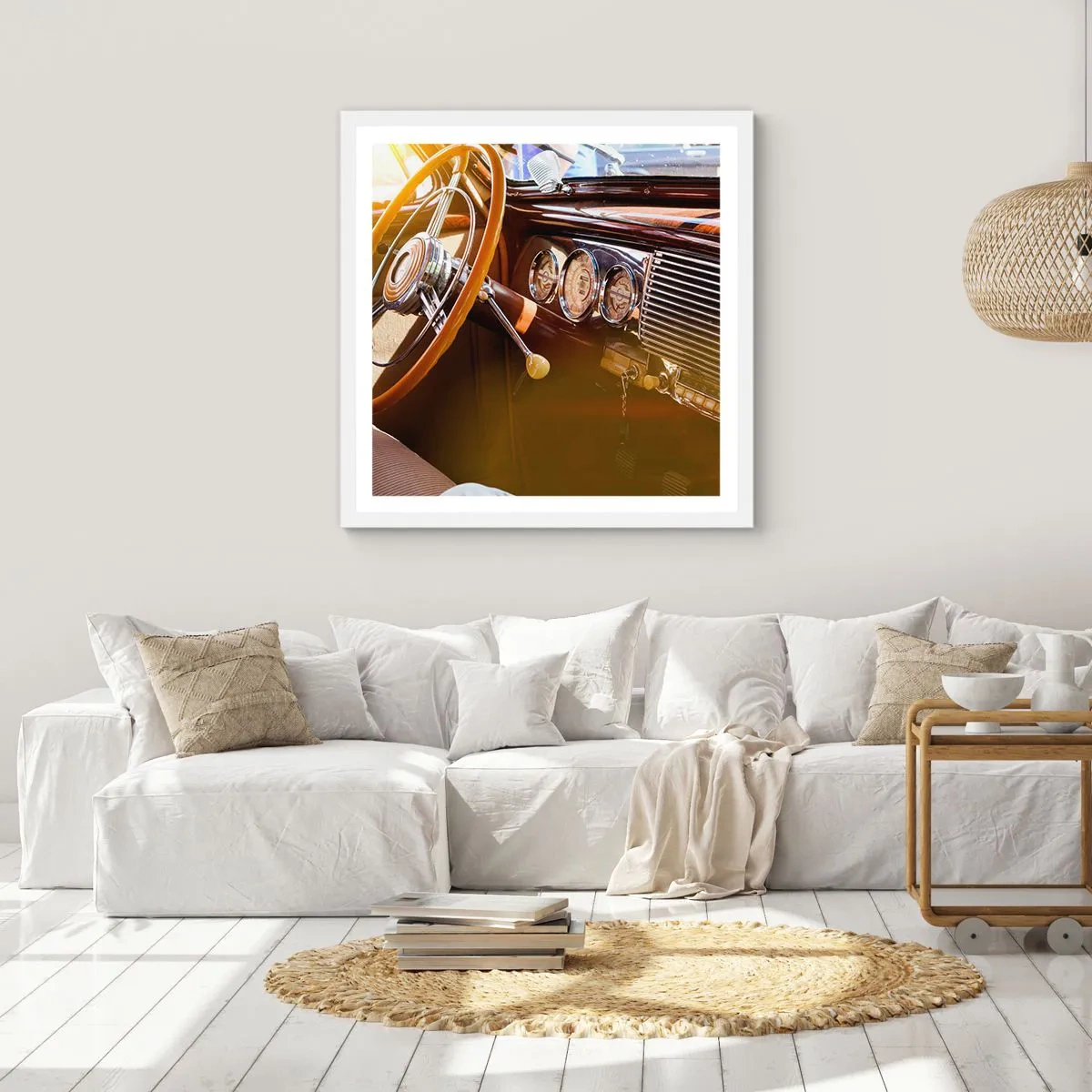 Plakát v bílém rámu - Závan luxusu z minulosti - 60x60 cm
