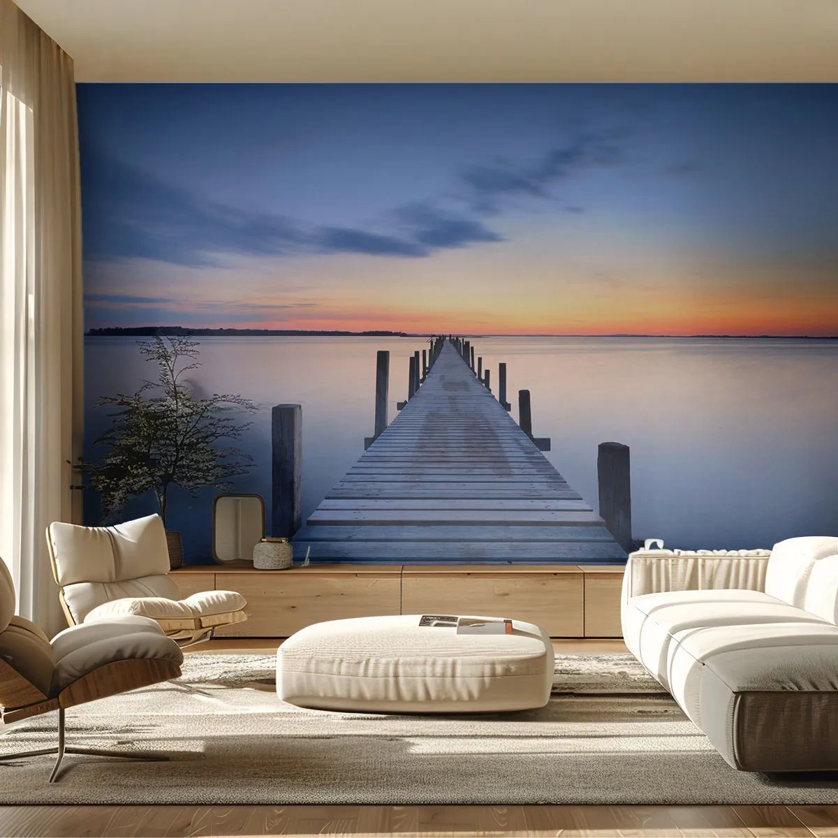 Fototapeta na míru Premium Canvas - Klid příjemného soumraku - Krajina, Záliv, Dřevěný most