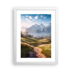 Plakát v bílém rámu - Idylické údolí - 30x40 cm