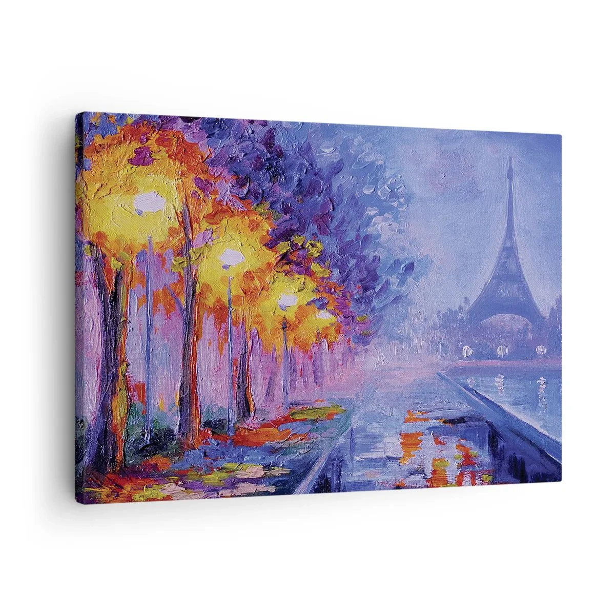Obraz na plátně - Pařížská třída s lampami a Eiffelova věž v pozadí - 70x50cm - Procházka snů - Moderní nástěnná dekorace do obývacího pokoje a ložnice ARTTOR