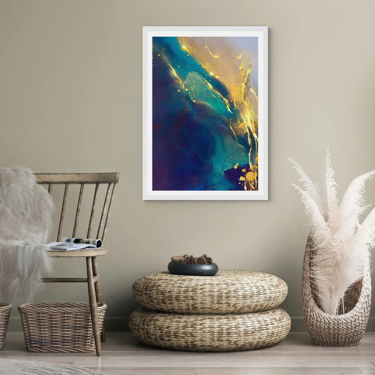 Plakát v bílém rámu - Zlatý močál - 70x100 cm