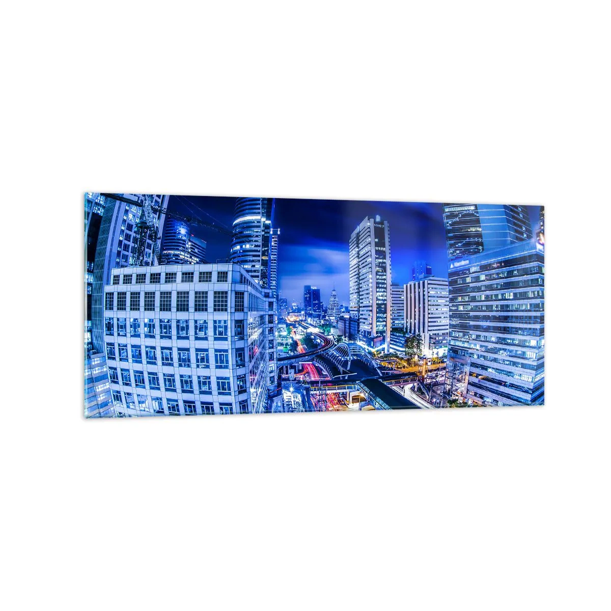 Obraz na skle - Rytmy nočního města - 120x50 cm