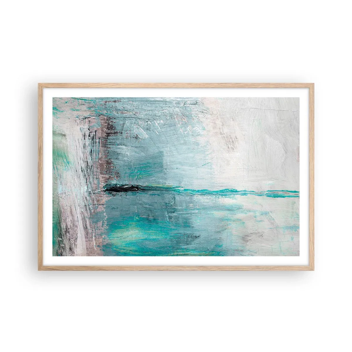 Plakát v rámu světlý dub - Horizontálně v modři - 91x61 cm