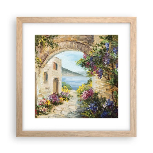 Plakát v rámu světlý dub - Půvab pobřežní krajiny - 30x30 cm