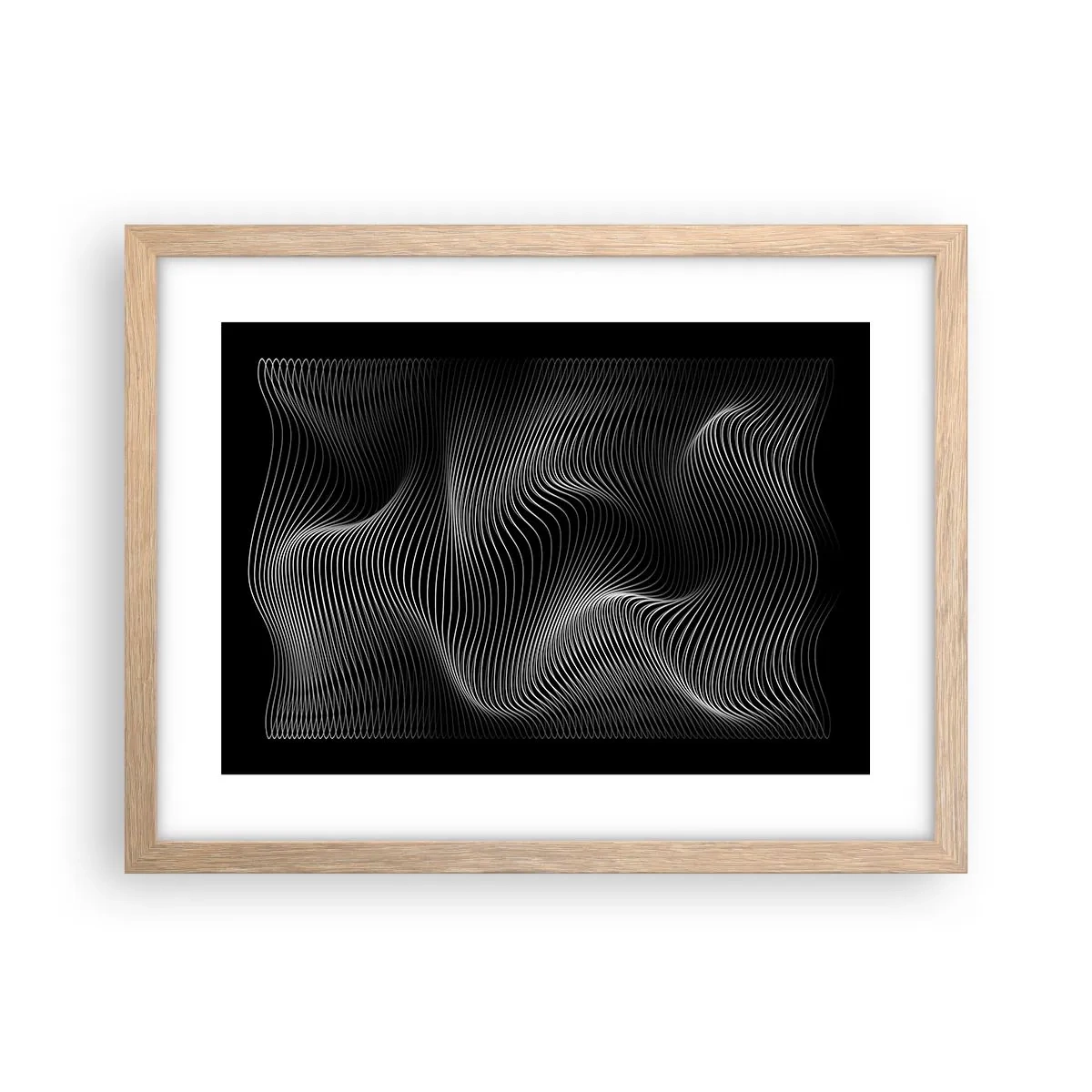 Plakát v rámu světlý dub - Tanec světla v prostoru - 40x30 cm