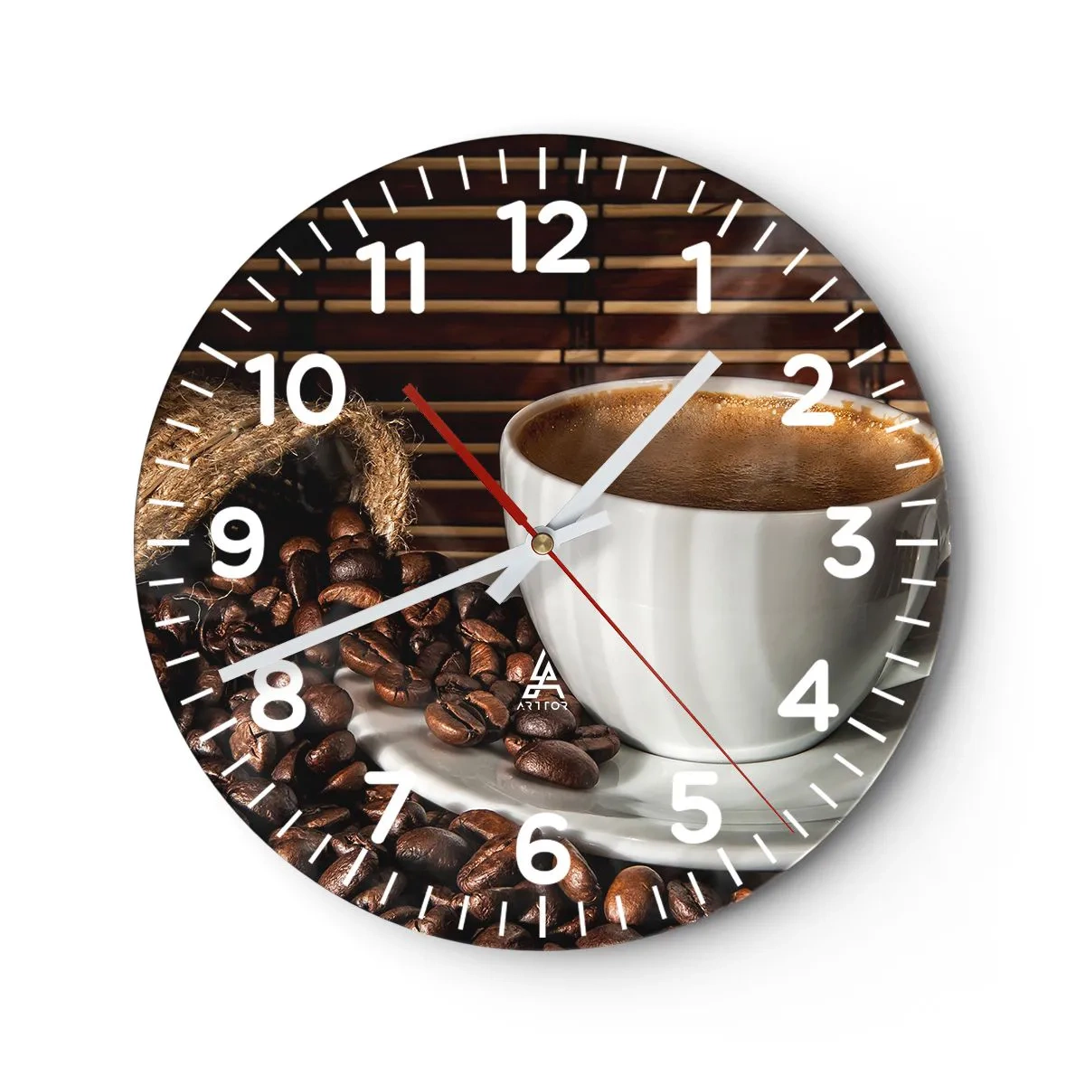 Nástěnné hodiny - Černost uhlí, průzračnost jantaru - 30x30 cm