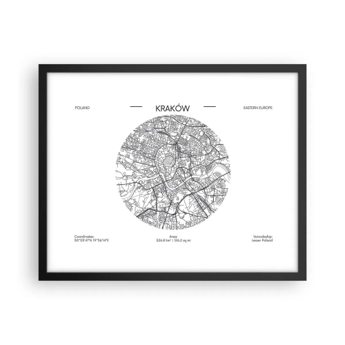 Plakát v černém rámu - Anatomie Krakova - 50x40 cm