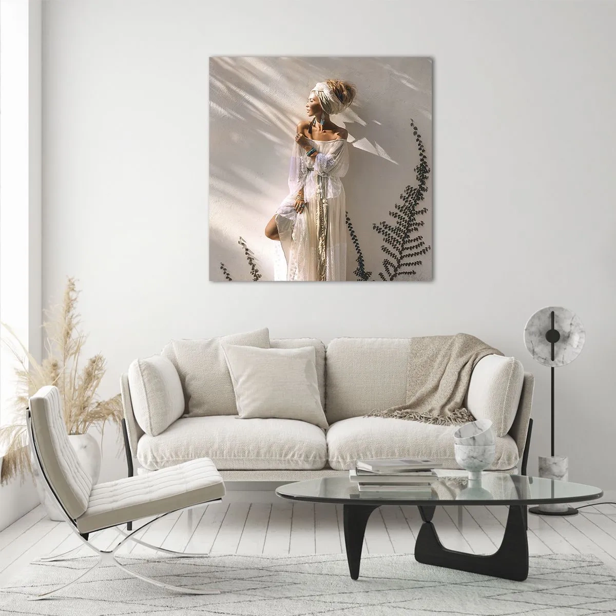 Obraz na skle - Slunce a dívka - 60x60 cm