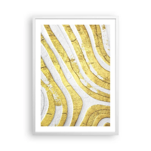 Plakát v bílém rámu - Kompozice v bílé a zlaté - 50x70 cm