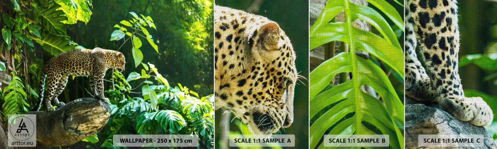 Vzor Fototapety Premium Canvas - Na lov? - Džungle, leopard, Tropy - 100x30 cm