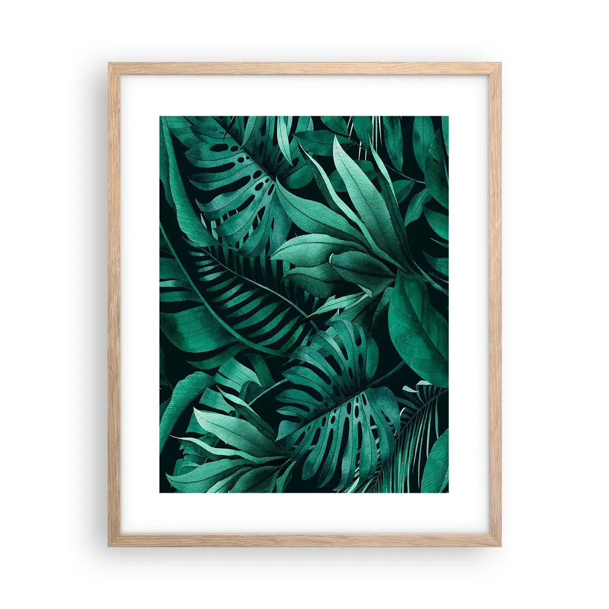Plakát v rámu světlý dub - Hloubka tropické zeleně - 40x50 cm