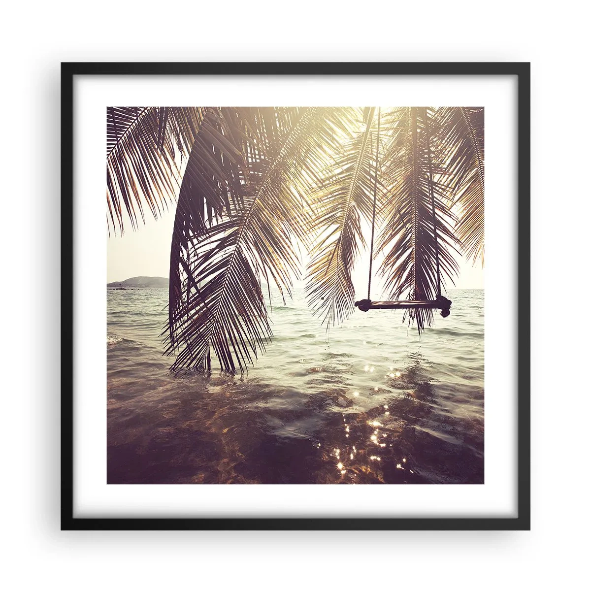 Plakát v černém rámu - Houpat se libovolně v oblacích - 50x50 cm