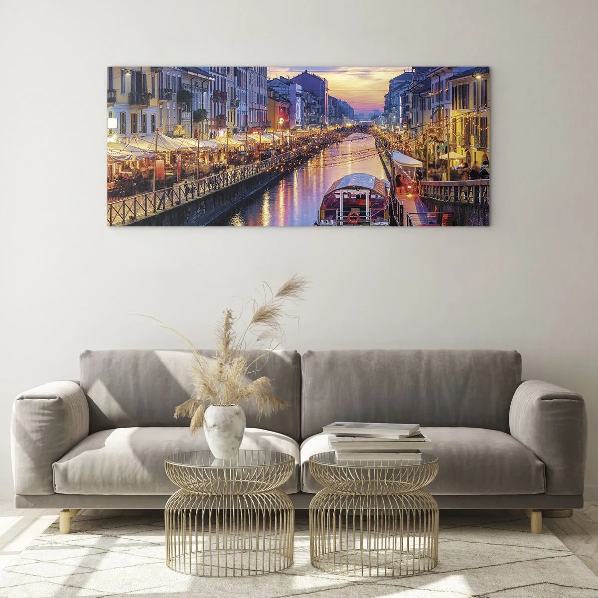 Obraz na skle - Večer plný světla a zábavy - 100x40 cm