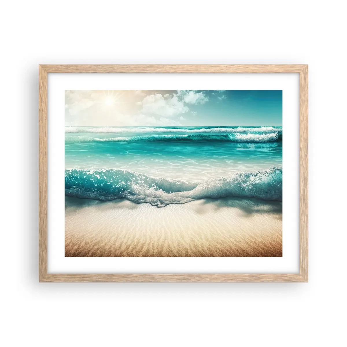 Plakát v rámu světlý dub - Klid oceánu - 50x40 cm