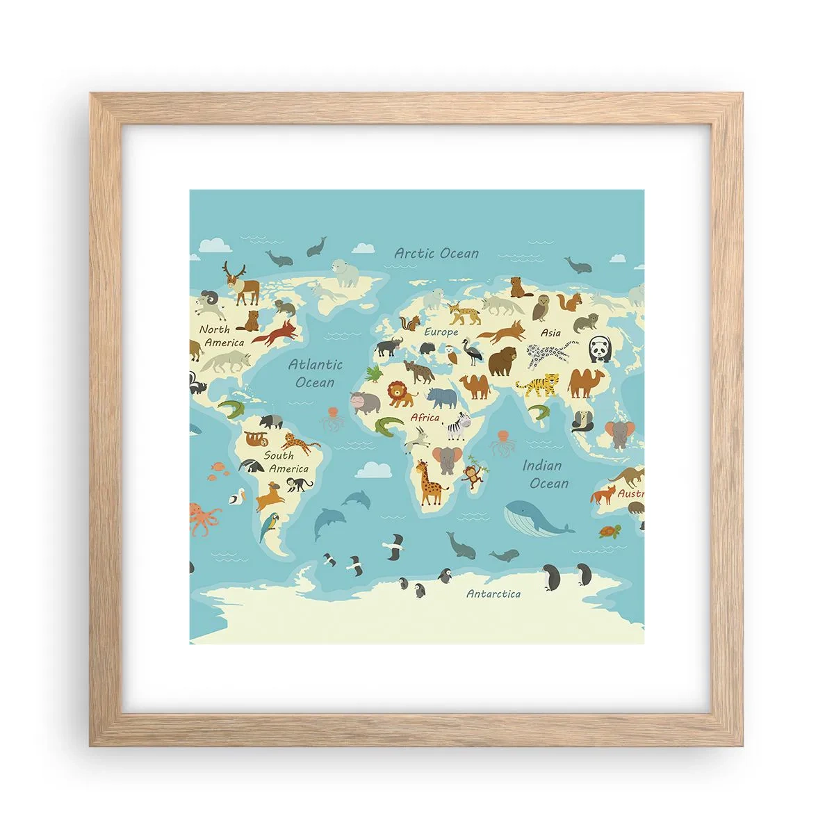 Plakát v rámu světlý dub - Dobří sousedé - 30x30 cm