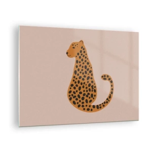 Obraz na skle - Ilustrace pantera s černými skvrnami na béžovém pozadí - 70x50cm - Leopardní vzor je v módě - Moderní nástěnná dekorace do obývacího pokoje a ložnice ARTTOR