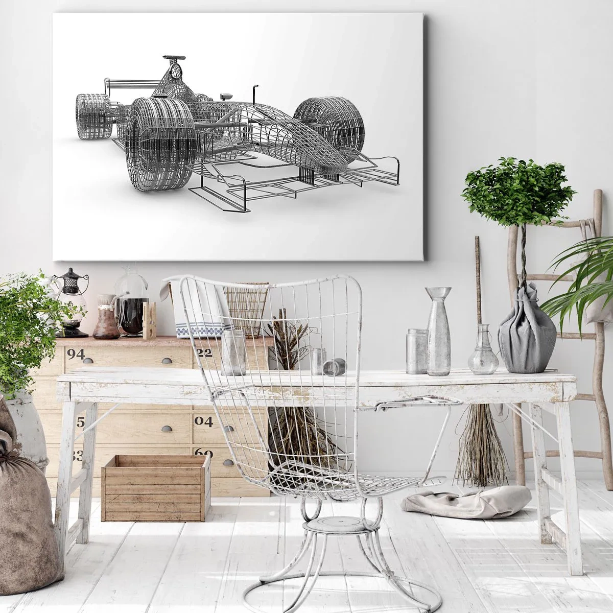 Obraz na plátně - Návrh závodního vozu na světlém pozadí - 70x50cm - Ideální konstrukce - ideje rychlosti - Moderní nástěnná dekorace do obývacího pokoje a ložnice ARTTOR