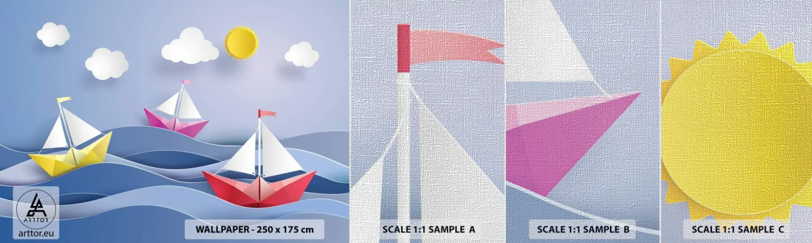 Vzor Fototapety Premium Canvas - Ach, jak je příjemné houpat se na vlnách - Pro děti, Námořní, Lodž - 100x30 cm